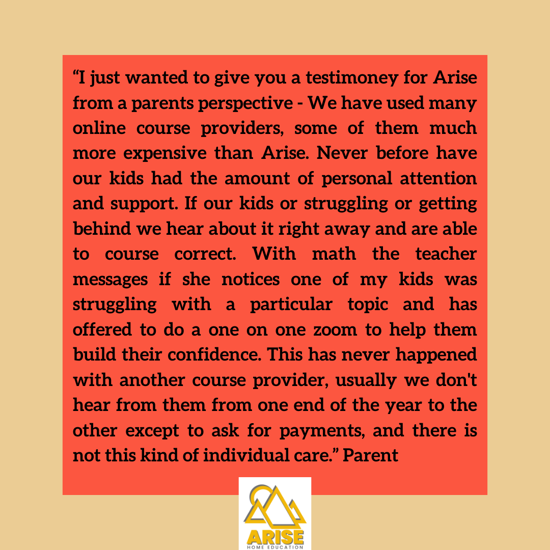 image of iGCSE Maths Year 1 Testimony for class at AriseHomeEducation.com