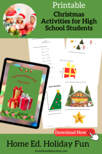 image of Christmas Activities for High School Students: Maths Quiz printable from AriseHomeEducation.com