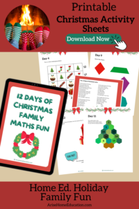 image of Christmas Activity Sheets Printable 12 days of Family aths fun from AriseHomeEducation.com
