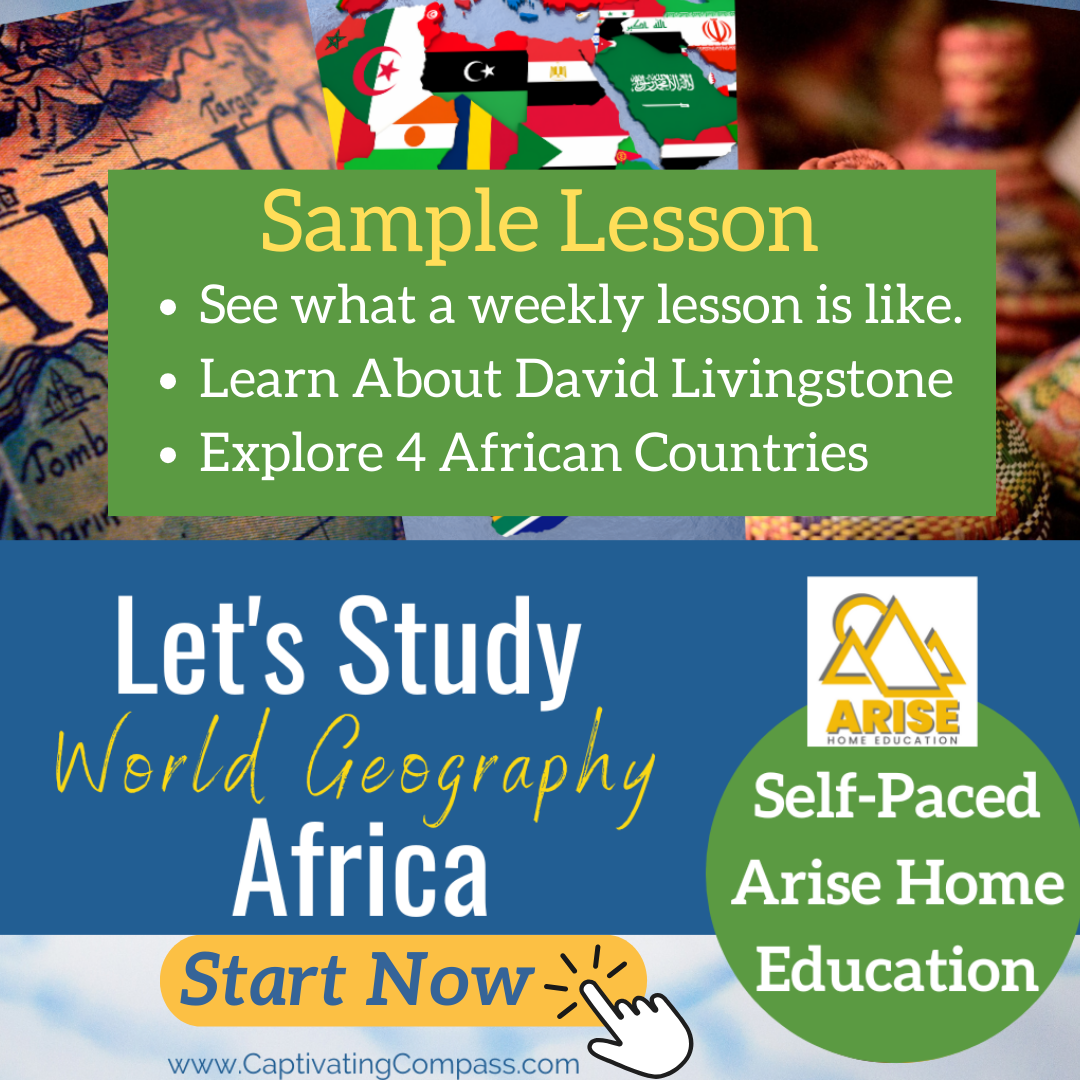 image of sample lesson and Africa worksheets for Self-Paced World Geography: Africa at AriseHomeEducation.com