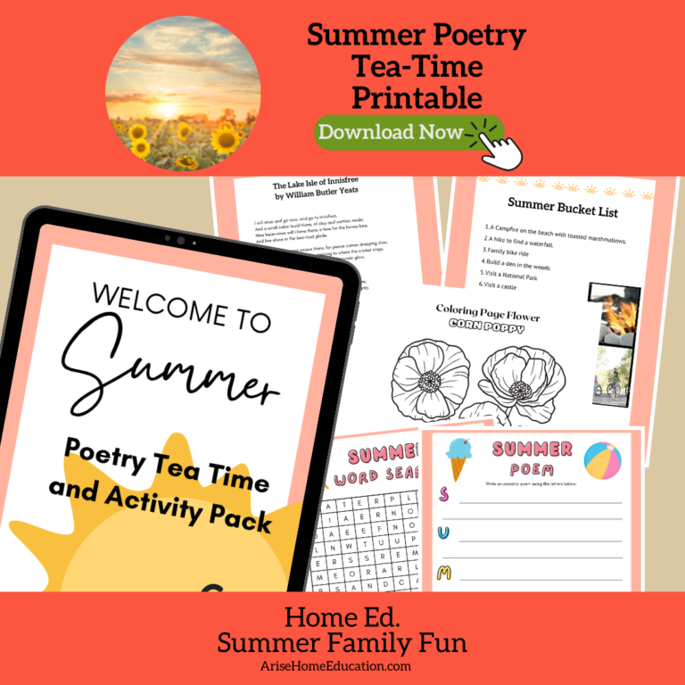 Summer Poems for Kids Printable: A Poetry Tea Time Pack - Arise Home ...