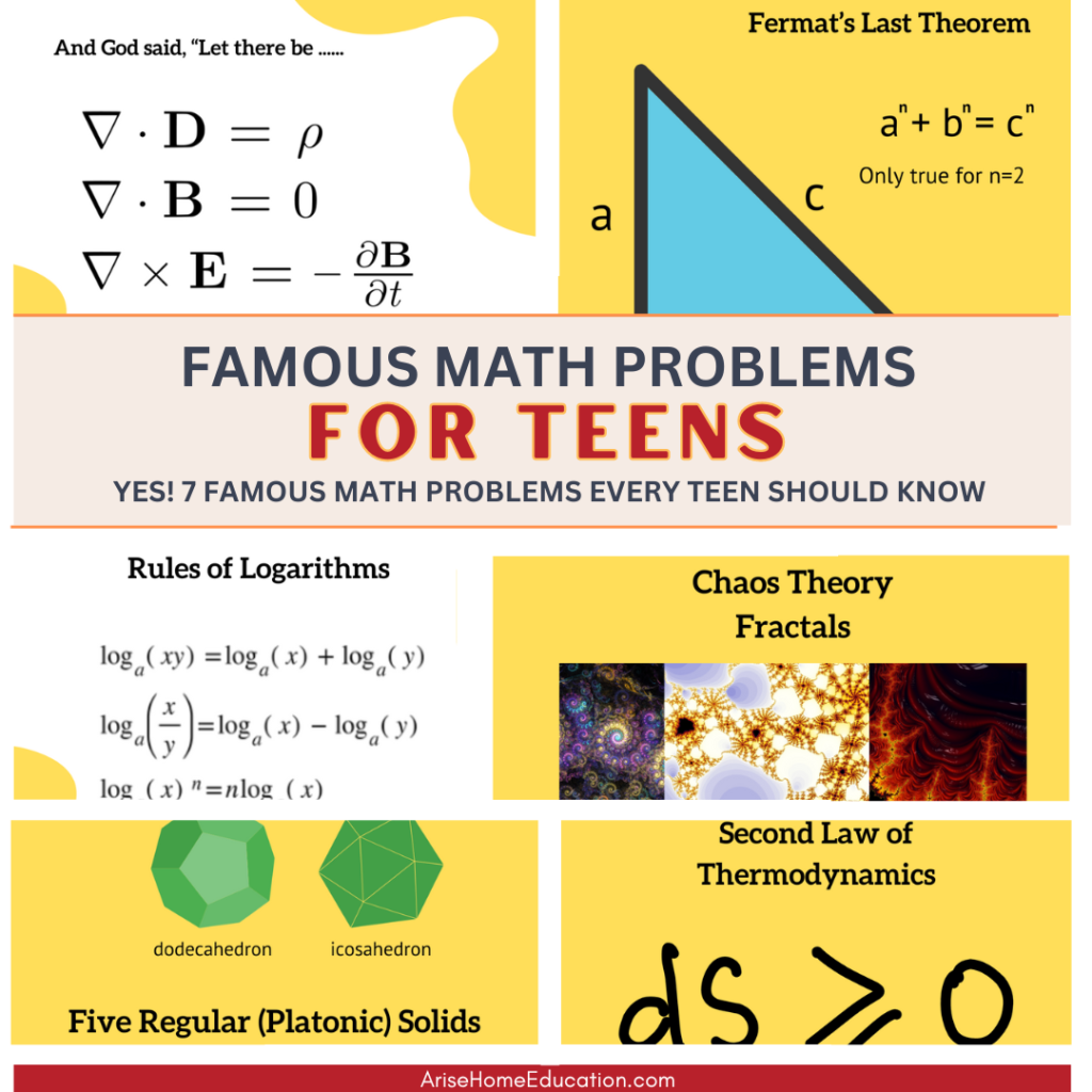 image ofFamous Math Problems for Teens. Math problems every teen should know from AriseHomeEducation.com
