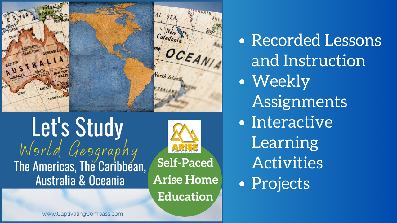 image of maps for the Let's Study Geography: The Americas, The Caribbean & Oceania at AriseHomeEducation.com