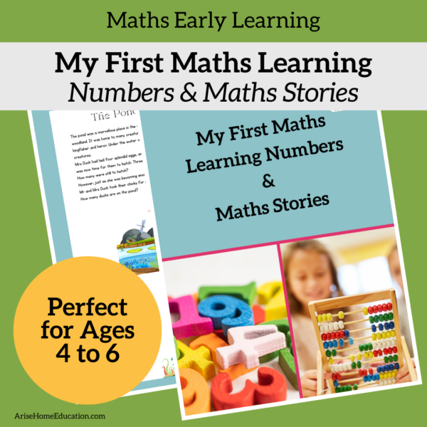 image of printalbe 'My First MathsLearnig: Numbers and Maths Stories from Arise Home Education.