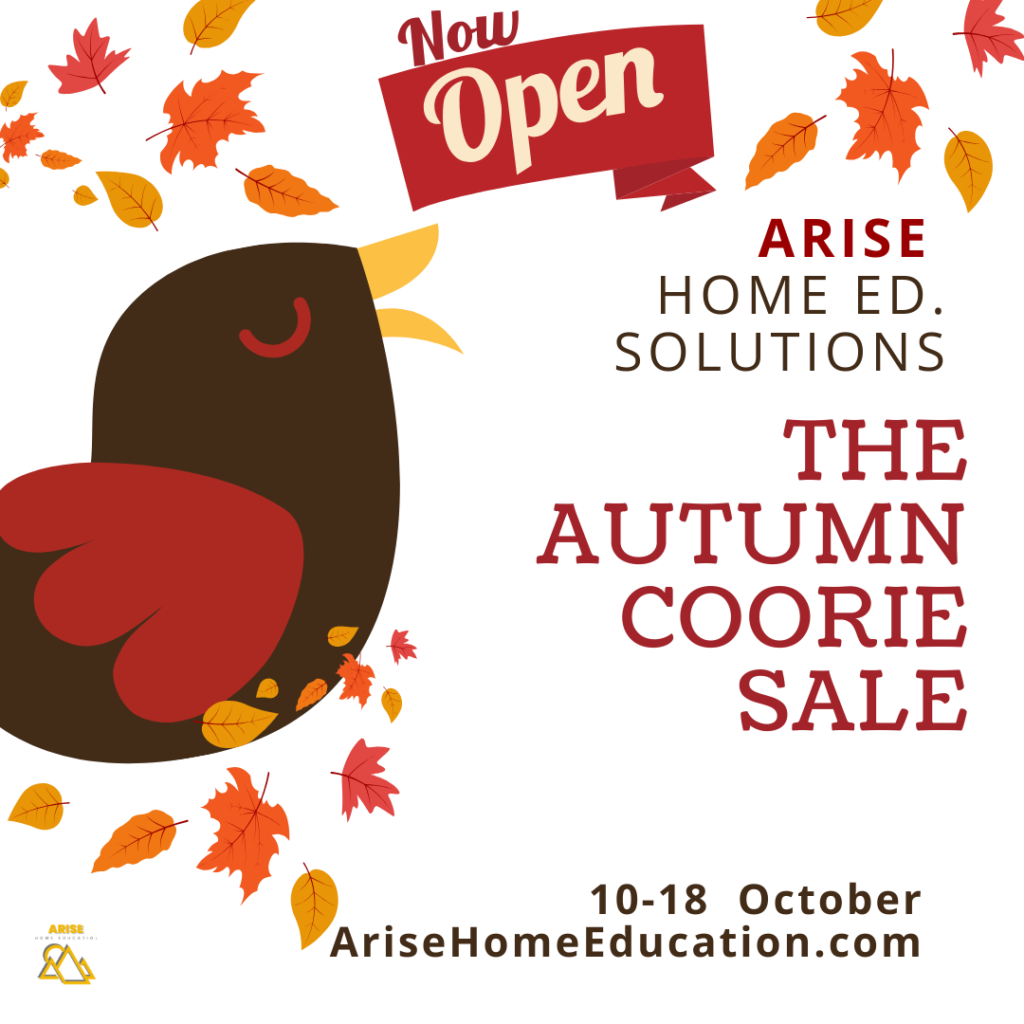 image of graphic announcing Arise Autumn sale at AriseHomeEducation.com