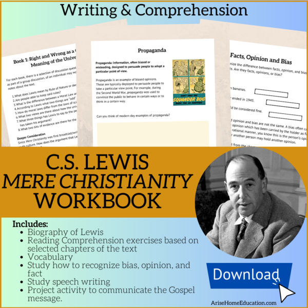 image of Mere Christianity workbook at Arise Home Education