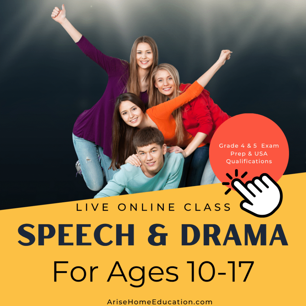 image of tens praciticing speech & drama. AriseHomeEducation.com