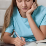 image of homeschool girl using Study Skills for Teens for exam prep from AriseHomeEducation.com