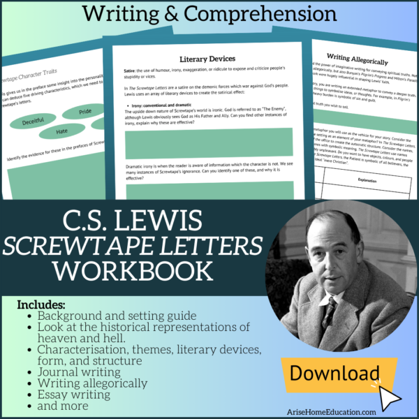 image of CS Lewis Screwtape Letters workbook for British Literature & Composition Year 2 at Arise Home Eduation