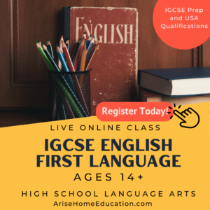 image of iGCSE English First Language course for students 14+ at AriseHomeEducation.com.