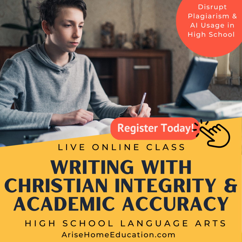 image of Writing with Christian Integrity & Academic Accuracy course about disrupting plagiarism and AI usage in high school writing.