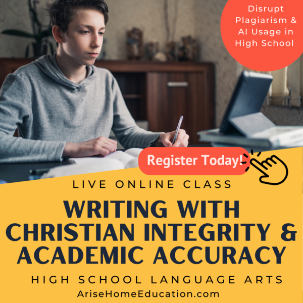 image of Writing with Christian Integrity & Academic Accuracy course about disrupting plagiarism and AI usage in high school writing.