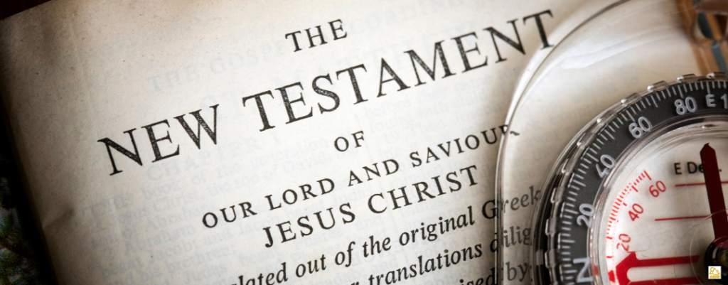 image of the New Testament and a compass for Exploring the New Testament | Biblical Studies Year 2 at Arise Home Education.