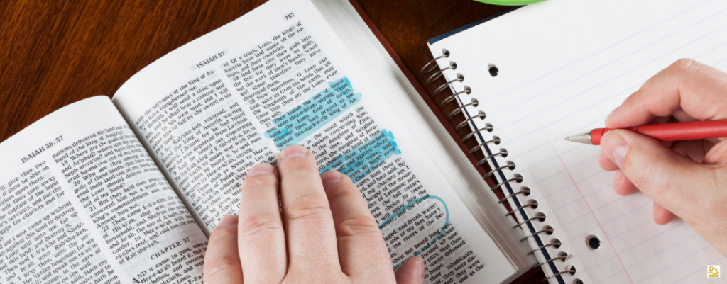 image of person studying The Holy Bible in Bible Study Class for Teens at AriseHomeEducation.com