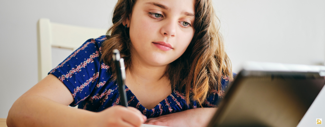 image of girl writing for KS3 english Language for Home Education at AriseHomeEducation.com