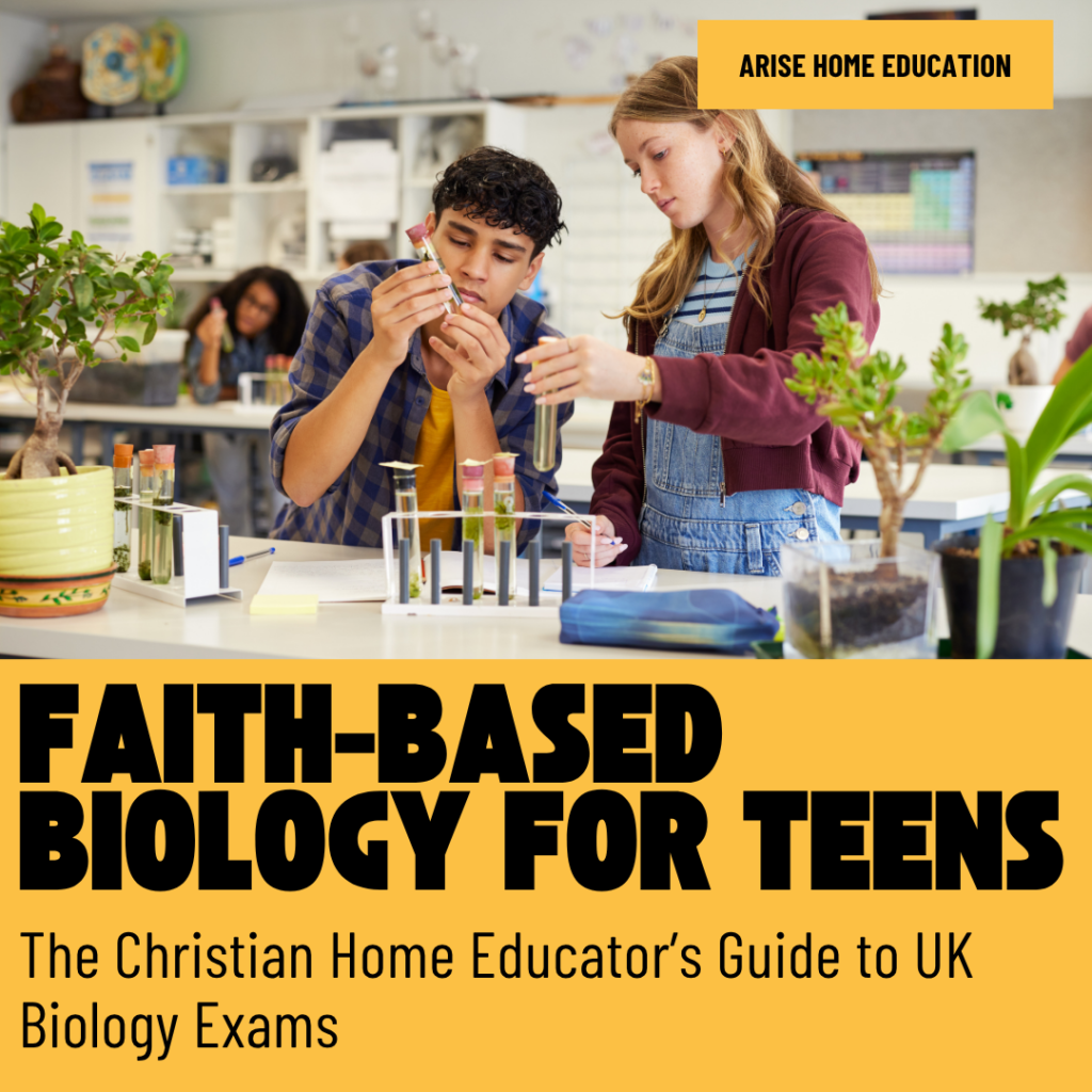 image of teens in lab studying faith-based biology for teens in the UK with Arise Home Education.