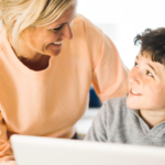 image of mum and son using Digital Planning for HOme Educators at Arise Home Education